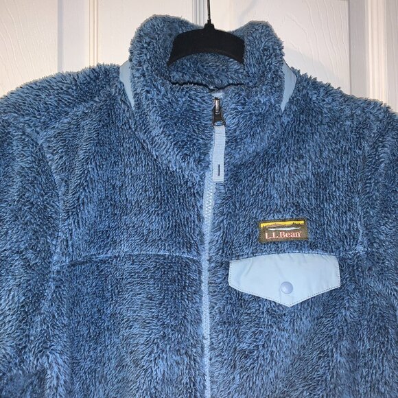 LL Bean Womens Hi-Pile Fleece Jacket Size XSP Blue Full Zip Snap Pocket Gorpcore - Picture 3 of 9
